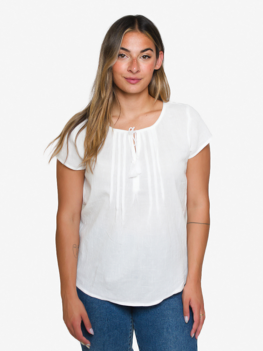 White Cotton Cap Sleeve Top | Givingz