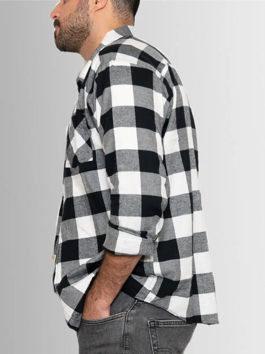 Black and White Flannel Givingz Men Shirt | for
